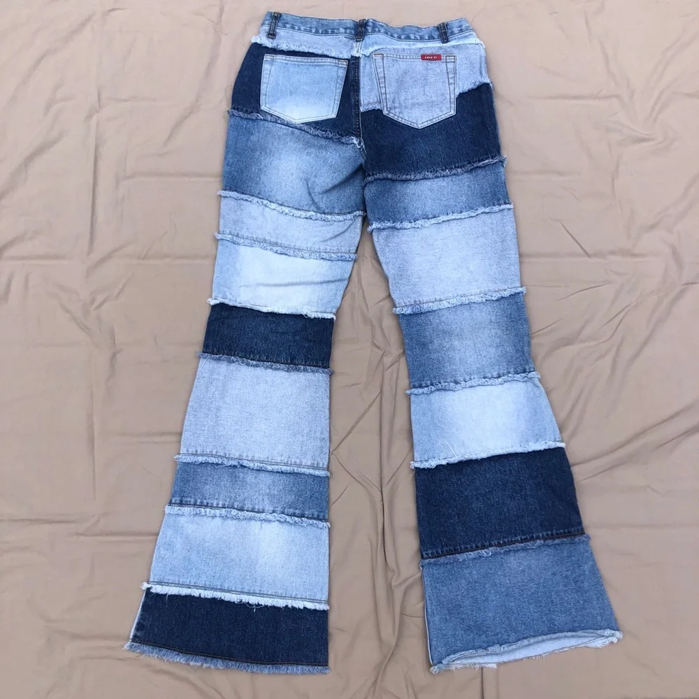 Zana Di Women's Flare Jeans - Blue Patchwork - Picture 2 of 3